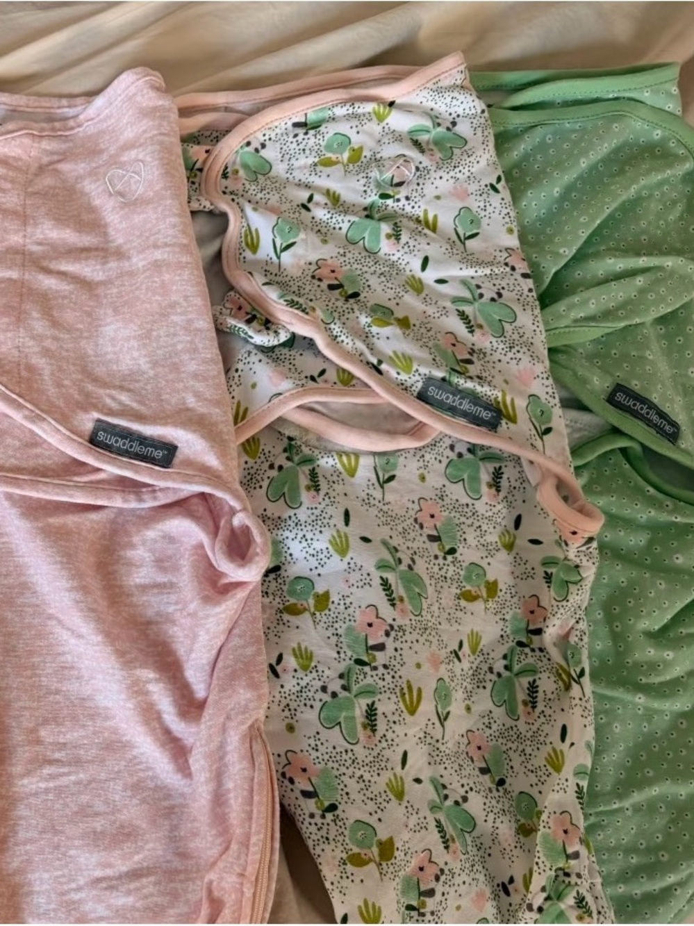 SwaddleMe Pink & Green Floral Swaddle Set with Solid Pieces